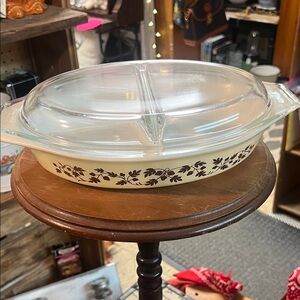 Pyrex Glass Divided Dish with Floral Design